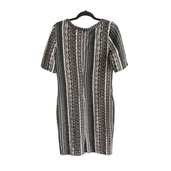 St John Womens Black Zip Knee Length Vertical Striped Tweed Sheath Dress Size 6 - Picture 13 of 13